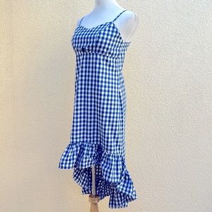 Hermosa Meyer Spaghetti Strap Blue/White Plaid Dress